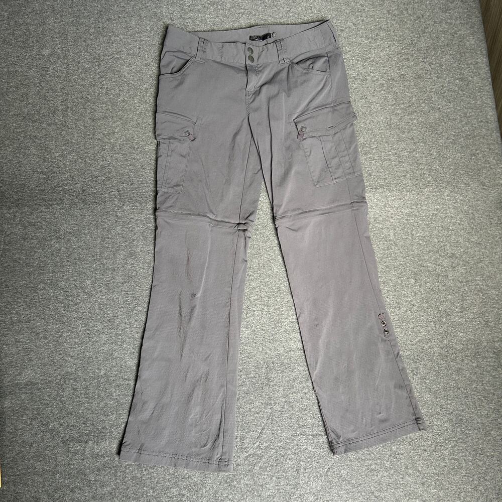 Prana convertible zip off pant gray straight leg S 4 snap hiking outdoors